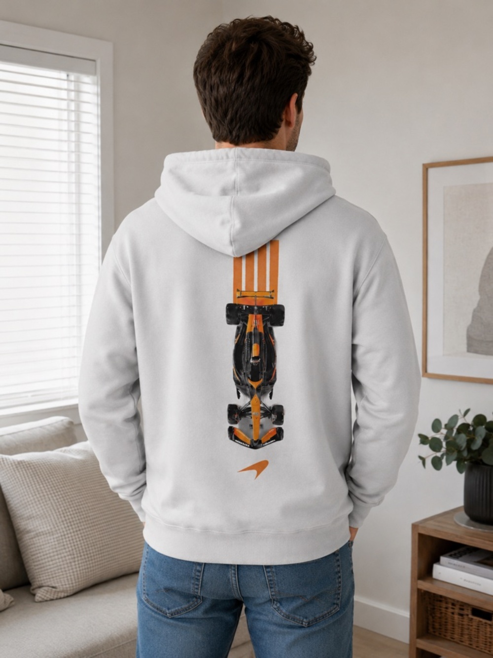 Hollister McLaren Formula 1 F1 Hoodie Medium Gray Racing Car Graphic Pullover
